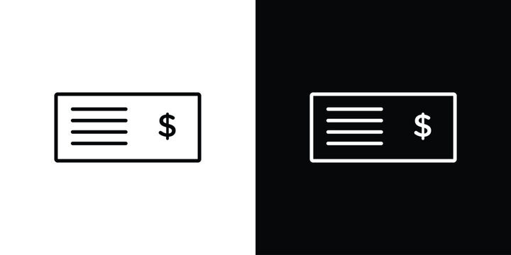 Cheque icon in outline and solid vector sign for web