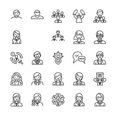 Fototapeta premium Collection of business and teamwork icons isolated on white background
