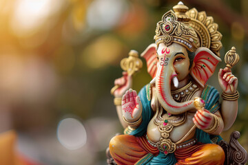 Obraz premium a colorful statue of the god ganesha