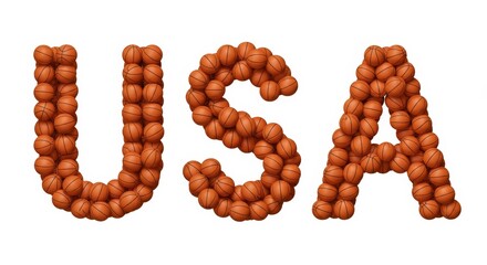 USA Basketball Letters - The letters USA formed with numerous basketballs. Perfect for sports, patriotism, or team themes