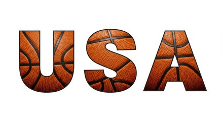 USA Basketball Team Graphic - Basketball texture, USA lettering, sports theme, national pride, competition