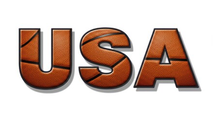 USA Basketball Team Spirit - Patriotism, competition, teamwork, victory, and national pride are symbolized in this of USA formed with basketball texture