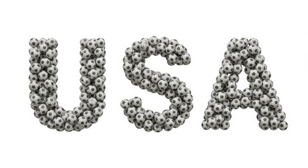 USA Soccer Balls - Soccer balls forming the letters USA. Symbolizes American soccer, sport, competition, teamwork, and national pride