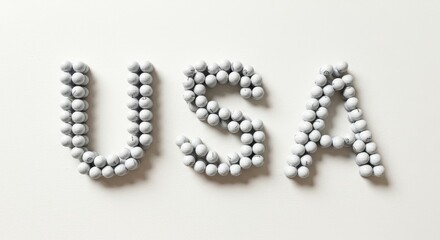 USA Spelled With Golf Balls - White golf balls arranged to spell out USA on a white background. Simple, clean perfect for patriotic themes