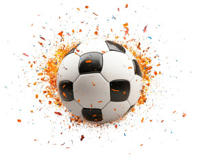Explosive soccer ball action sports arena graphic design dynamic environment isolated on transparent background