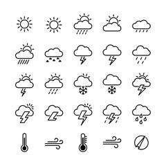Obraz premium Weather icons display the different types of weather conditions