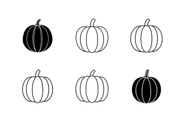 pumpkin squash halloween thanksgiving flag vector line art