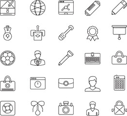 Modern Icons Collection – Flat and Line Style Vector Icons for Web, Mobile UI, Apps, Business, Technology, Communication, Social Media, and Everyday Essentials – Isolated on White Background