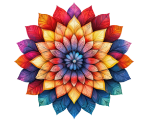 Vibrant floral pattern colorful design digital abstract view isolated on transparent background