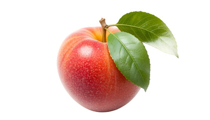 A fresh red apple with green leaves showcases healthy fruit and natural food goodness isolated on transparent background