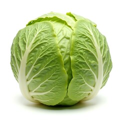 Fototapeta premium Fresh Green Cabbage Head Isolated on White Background – Crisp Organic Vegetable Image