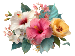 Vibrant floral arrangement digital bright nature isolated on transparent background
