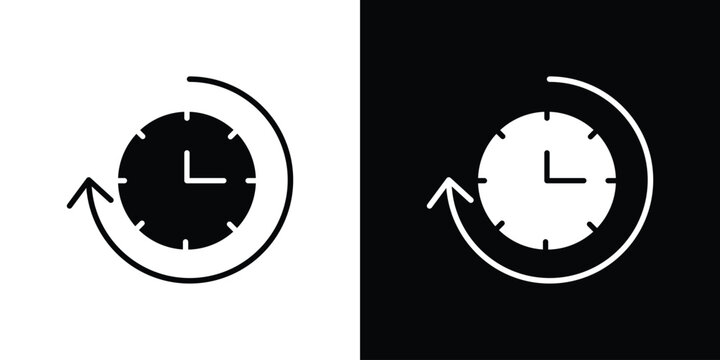 Uptime and downtime icon vector glyph pack. Black silhouette icons.