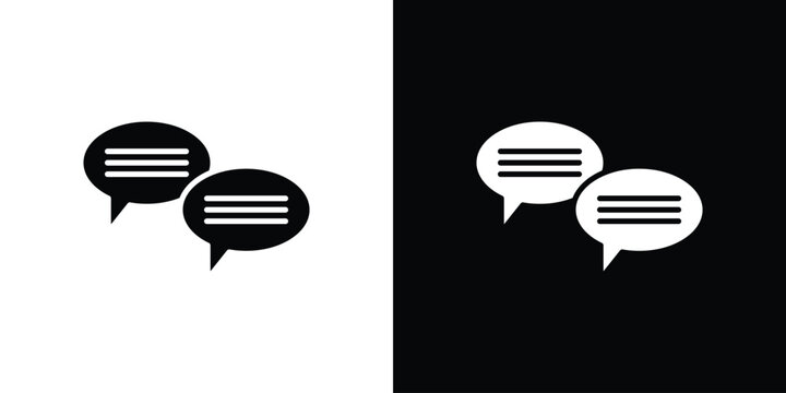 Text chat icon vector glyph pack. Black silhouette icons.