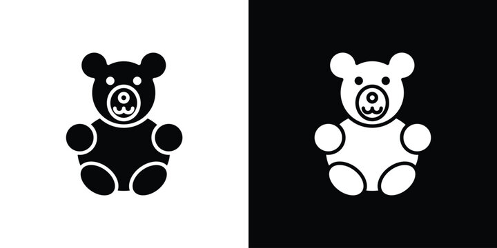 Teddy bear icon vector glyph pack. Black silhouette icons.