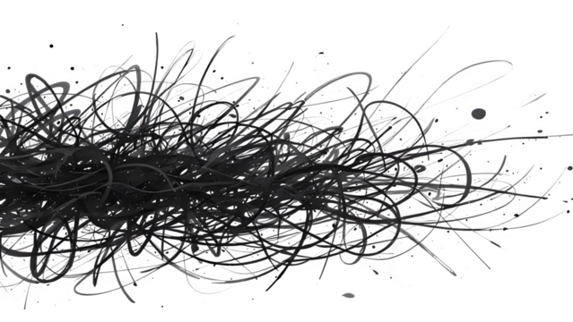 Abstract tangled lines, isolated on white background