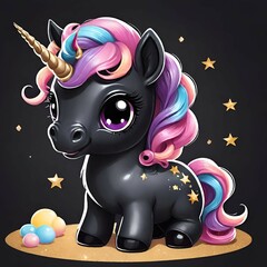 Black cute  baby unicorn