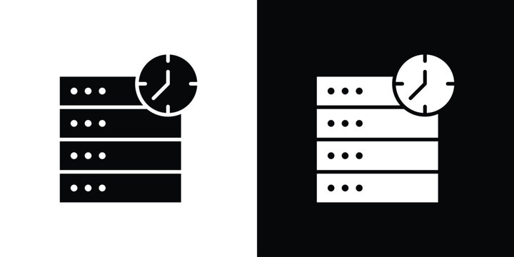 Real time data icon vector glyph pack. Black silhouette icons.