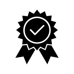 quality icon certified check mark ribbon label vector art