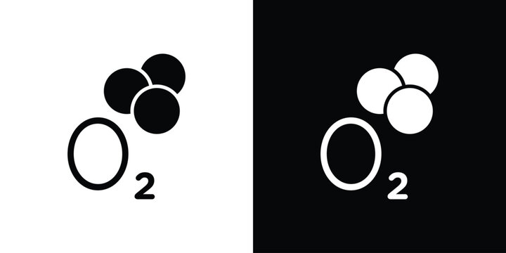 Oxygen O2 icon vector glyph pack. Black silhouette icons.