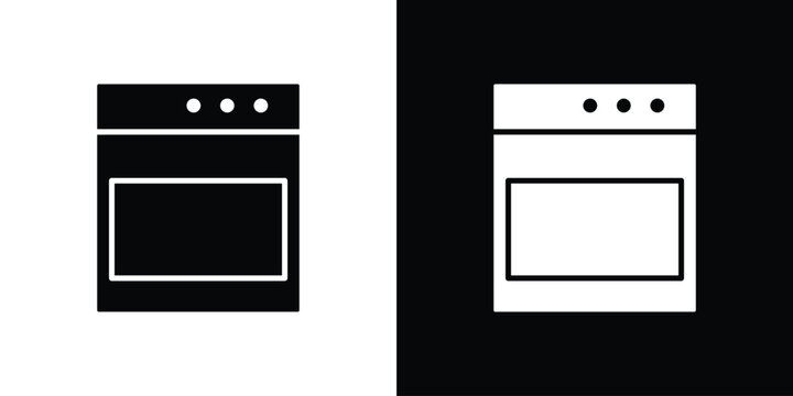 Oven icon vector glyph pack. Black silhouette icons.