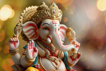 a colorful statue of the god ganesha