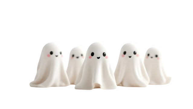 Cute Ghost Marshmallows, isolated on white background - Powered by Adobe