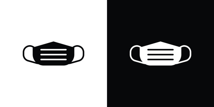 Medical mask icon vector glyph pack. Black silhouette icons.