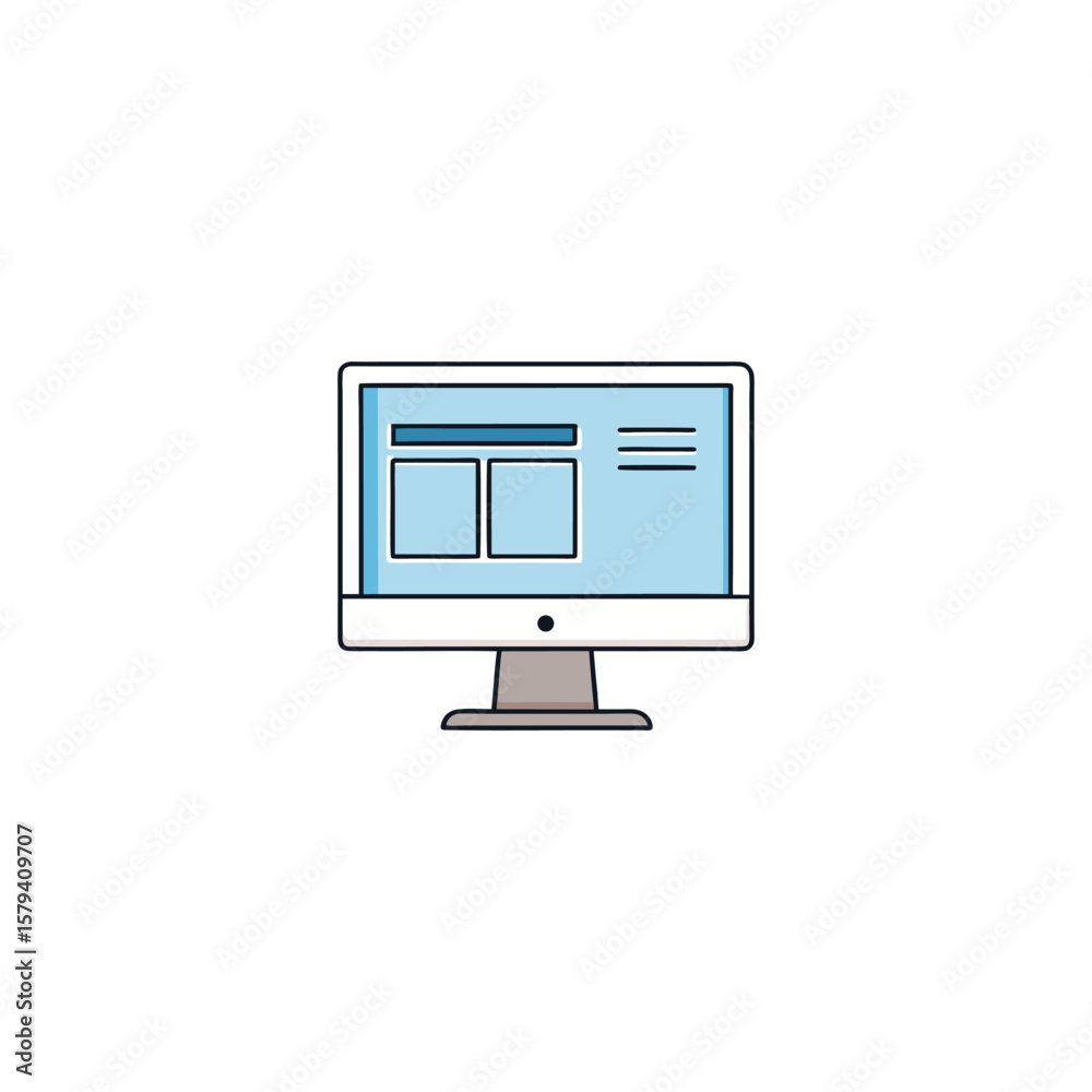 Poster vector art of a computer monitor with a website isolated on white background