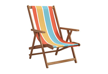 Beach chair isolated for summer, vacation, travel, or outdoor relaxation display.