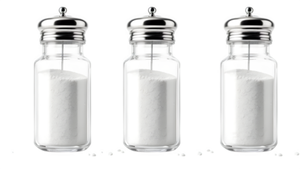 Salt Shakers with Spilled Salt, isolated on white background