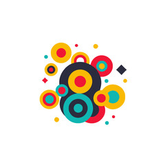 Obraz premium Colorful Circles and Shapes Art Design- Abstract Geometric Background with Vibrant Colors- Modern Graphic Illustration on White Backdrop