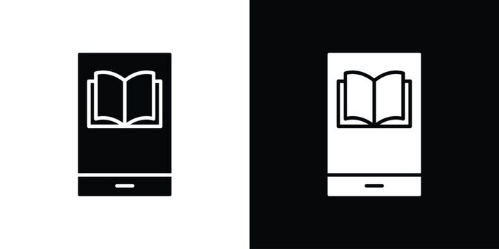 Ebook icon vector glyph pack. Black silhouette icons.