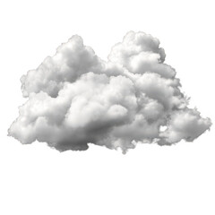 Fluffy white cloud formation with visible shadows and texture details on isolated background