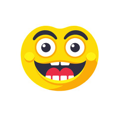 Happy Emoji Face Vector Illustration- Smiling Cartoon Character with Big Eyes- Expressing Joy and Positive Emotions- Use for Social Media and Design Projects
