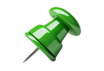 Green push pin 3D rendering isolated for office, board, or reminder display.