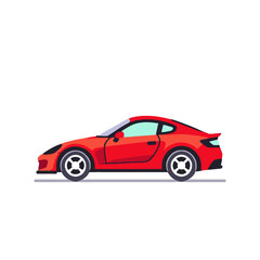 Naklejka premium Red Sports Car Illustration-Sleek Vehicle Design-Modern Automotive Artwork-Transportation Graphic-Car Enthusiast Image-Automotive Art-Vibrant Car Design-Stylish Car Clipart