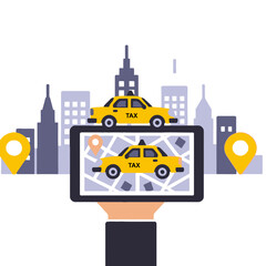 Naklejka premium Taxi App Design-Order a Ride Online-Convenient City Transportation-Mobile Taxi Booking-Fast and Easy Taxi Service-Book Your Taxi Now-Safe and Reliable Travel