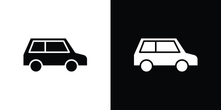 Compact car icon vector glyph pack. Black silhouette icons.