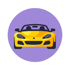 Yellow Convertible Car Illustration-Sporty Vehicle Image-Roadster Design Graphic-Car Icon for Web Design-Automobile Clip Art-Transportation Illustration
