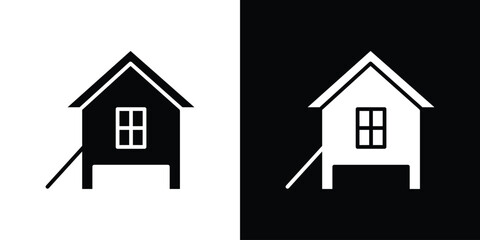Chicken coop icon vector glyph pack. Black silhouette icons. © Xevier