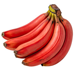 Red Bananas Bunch Isolated on Transparent Background