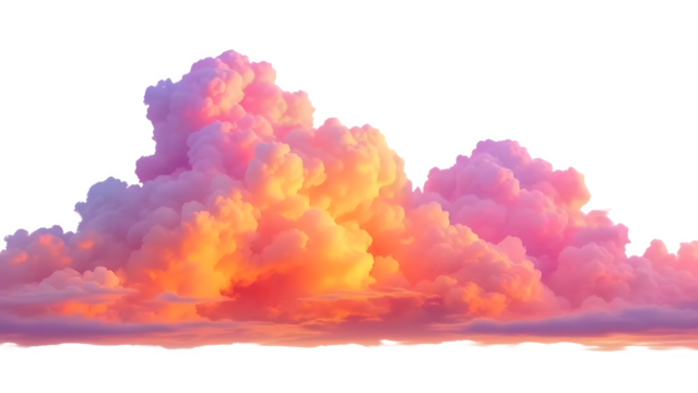 Pastel Sunset Clouds, isolated on white background