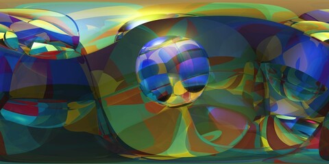 HDRI, environment map , Round panorama, spherical panorama, equidistant projection, panorama 360, Multicube, abstract background, kaleidoscope, 3d rendering