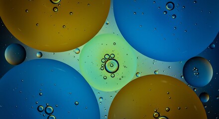 Abstract Oil and Water Macro Photography: Colorful Bubbles and Spheres