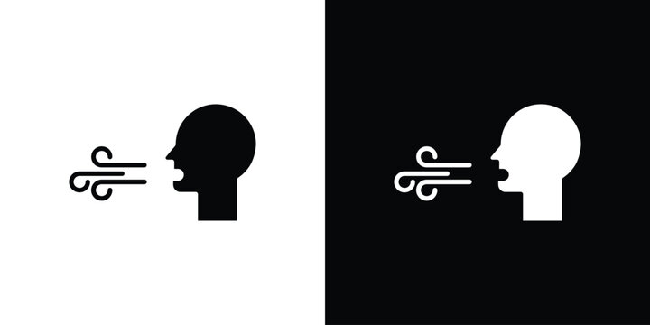 Breath icon vector glyph pack. Black silhouette icons.