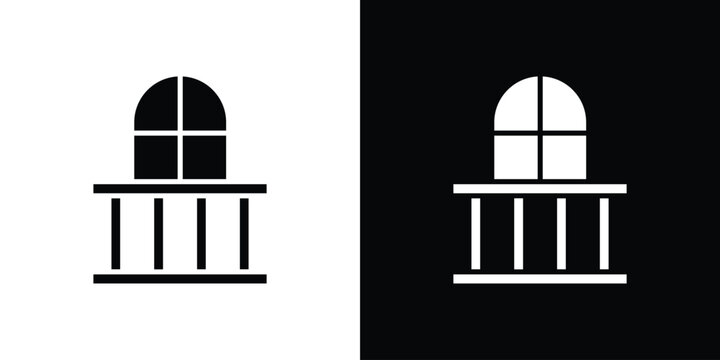 Balcony icon vector glyph pack. Black silhouette icons.