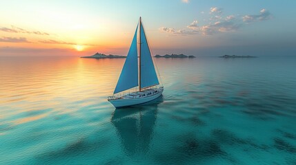 Serene Sunset Sailboat Voyage: A Tranquil Ocean Escape