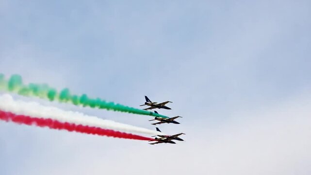 Airshow with the Italian flag.