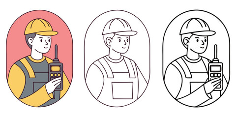 Technician with communication device worker radio